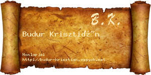 Budur Krisztián névjegykártya